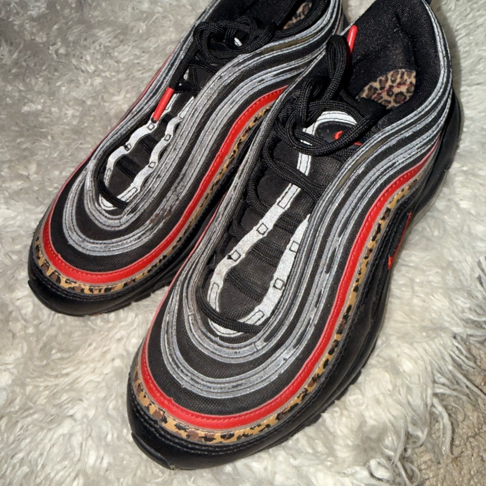 Nike AirMax 97 Black, Red, and Leopard Print